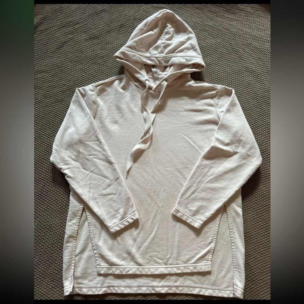 ATHLETA Pullover Yogi High Low Sweatshirt Pearl White Hoodie Long‎ Size Small